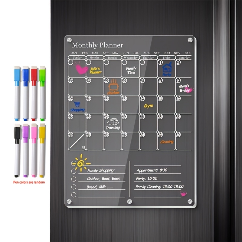 Magnetic Calendar Board - Buzdolabı için Akrilik Manyetik Takvim, Buzdolabı