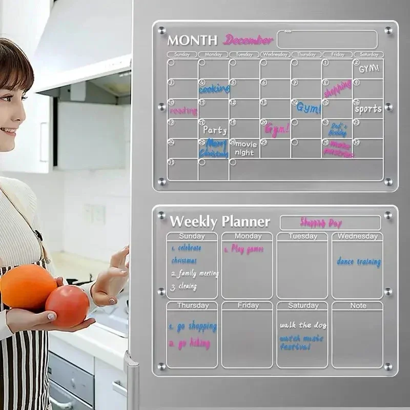 Magnetic Calendar Board - Buzdolabı Mıknatısı Etiket Şeffaf Akrilik Takvim