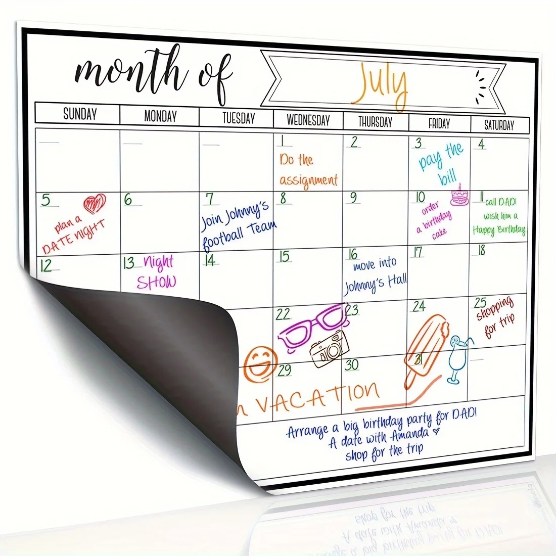 Magnetic Calendar Board - Manyetik Aylık Takvim Beyaz Tahta, Ev,