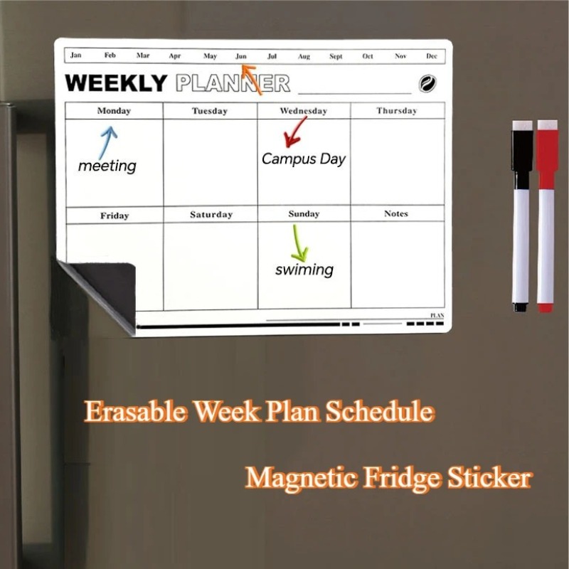 Magnetic Calendar Board - Silinebilir Hafta Planı Program Takvimi Yumuşak