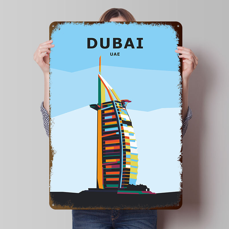 Home Office Dubai - Dubai'ye Seyahat Tinplate Posteri Özel Duvar