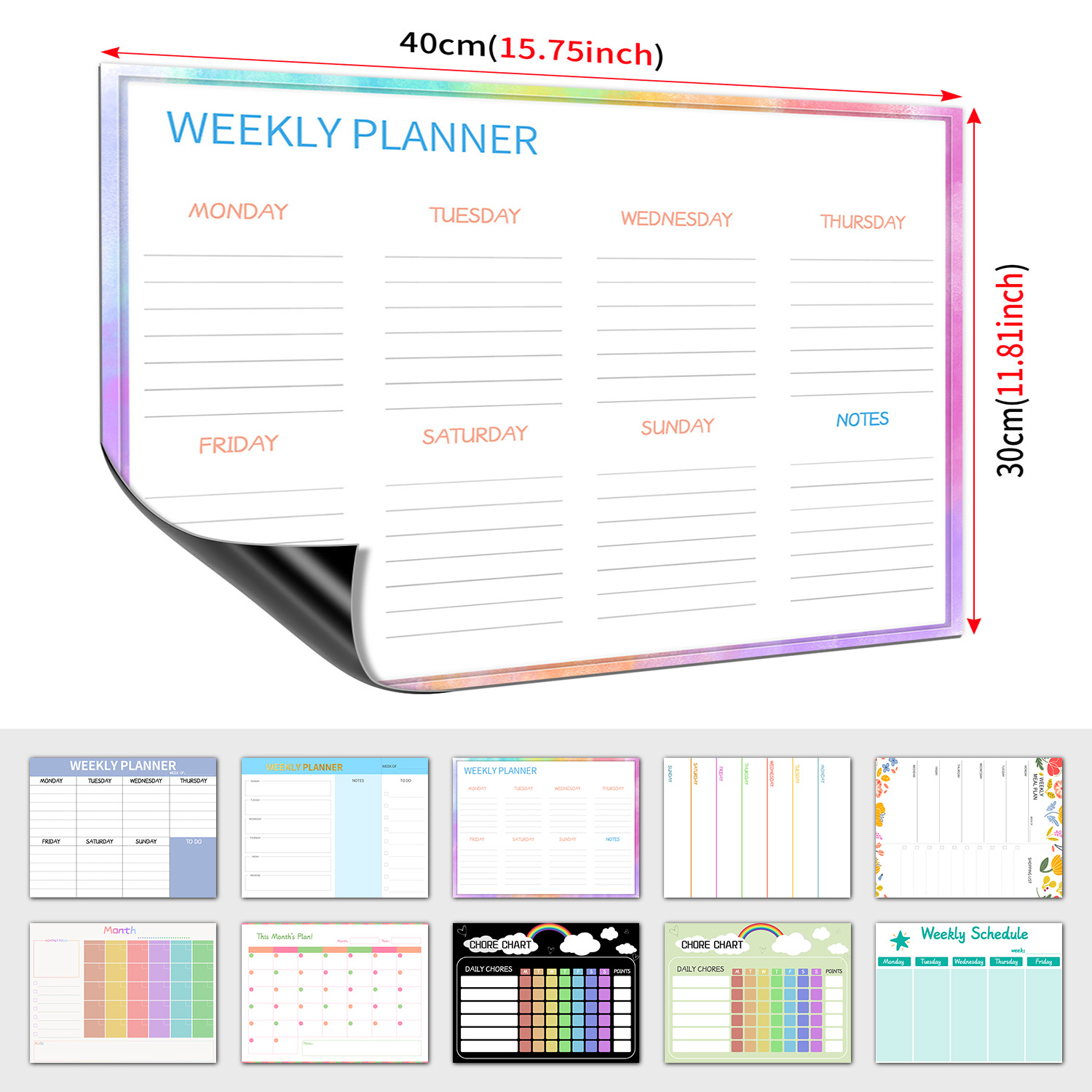 Magnetic Calendar Board - Manyetik Haftalık Planlayıcı Buzdolabı Beyaz Tahta