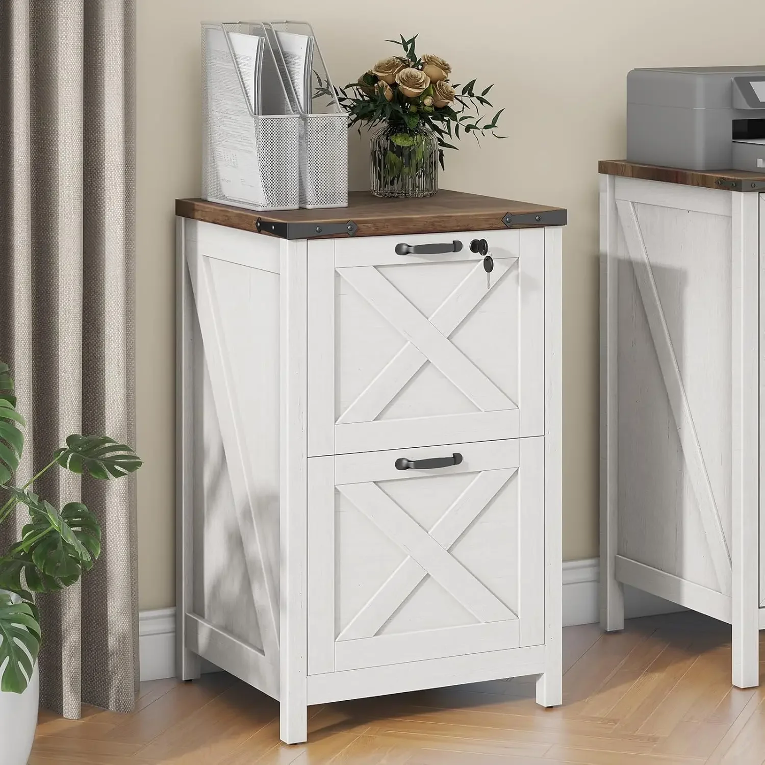 Beyaz Kilitli Ahşap İki Çekmec - Home Office With Two Desks incelemesi ve fiyatı