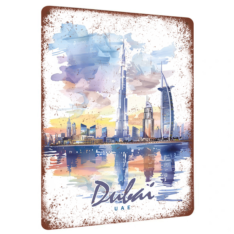 Dubai Skyline Suluboya Metal D - Home Office Dubai incelemesi ve fiyatı